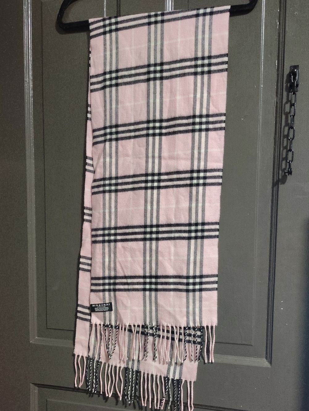 Classic Pink Plaid Fringe Scarf